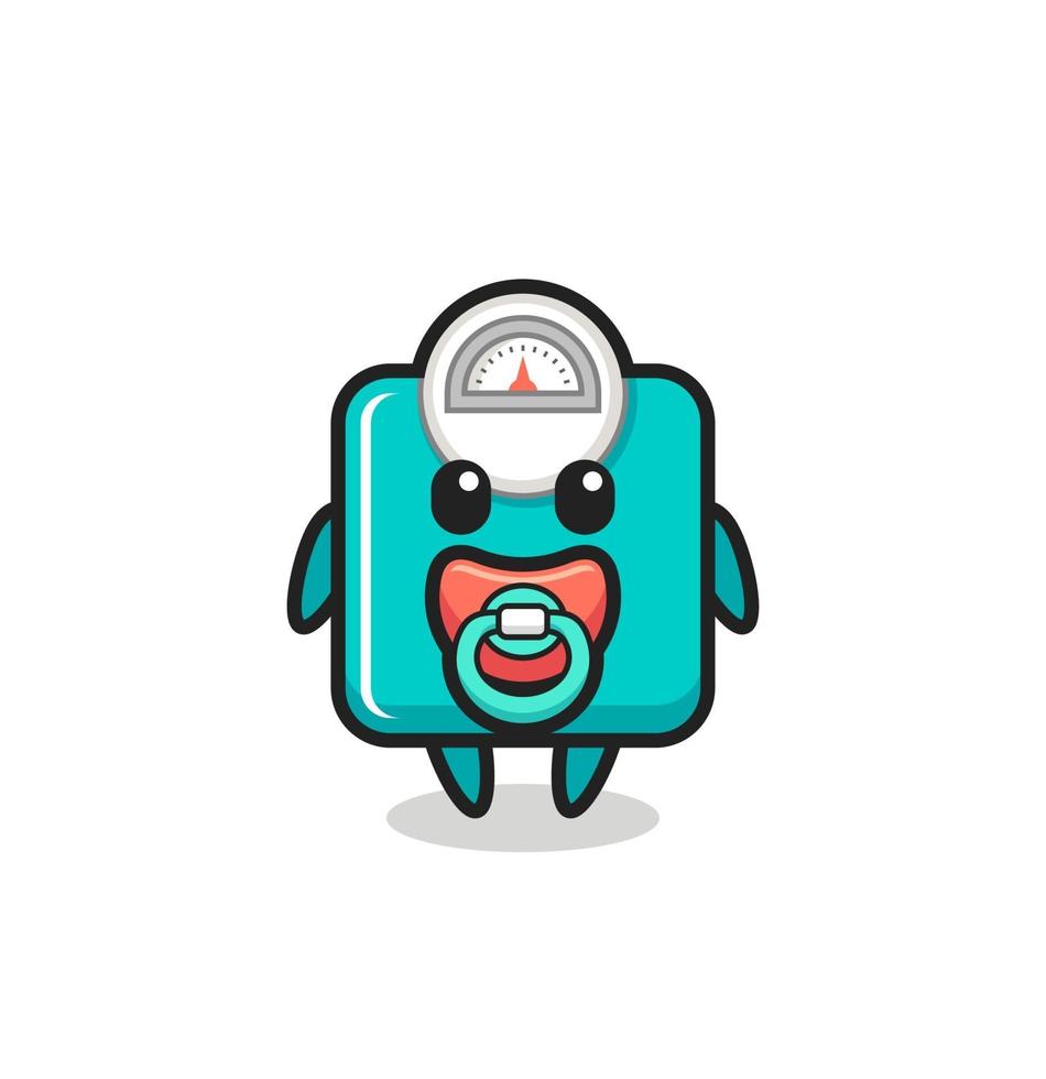 baby weight scale cartoon character with pacifier vector