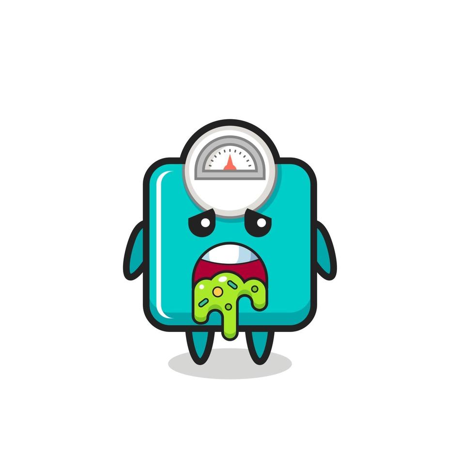 the cute weight scale character with puke vector