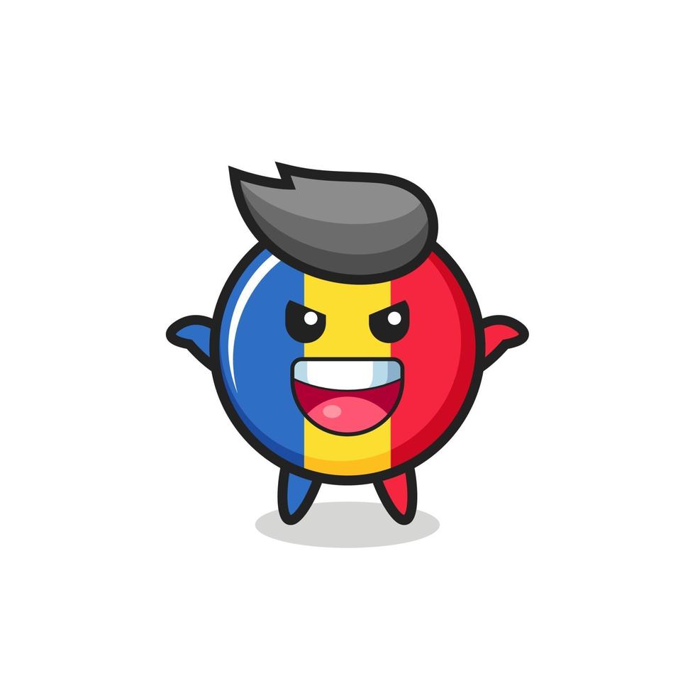 the illustration of cute romania flag badge doing scare gesture vector