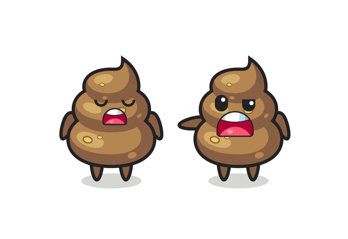 illustration of the argue between two cute poop characters vector