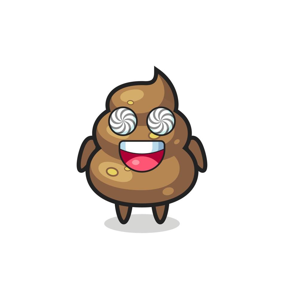 cute poop character with hypnotized eyes vector