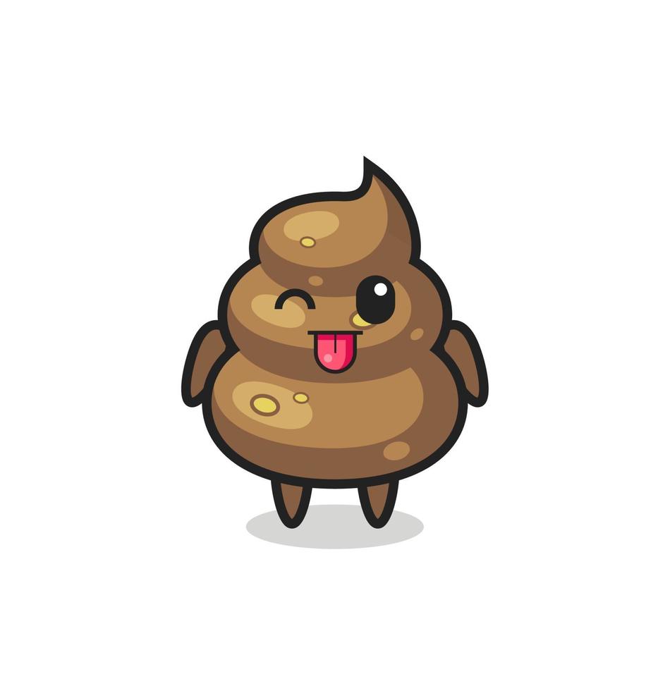 cute poop character in sweet expression while sticking out her tongue vector