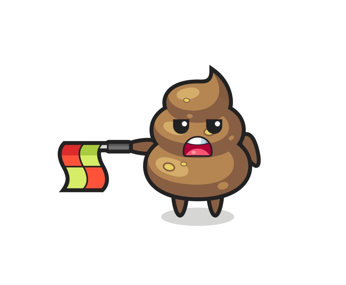 poop character as line judge hold the flag straight horizontally vector