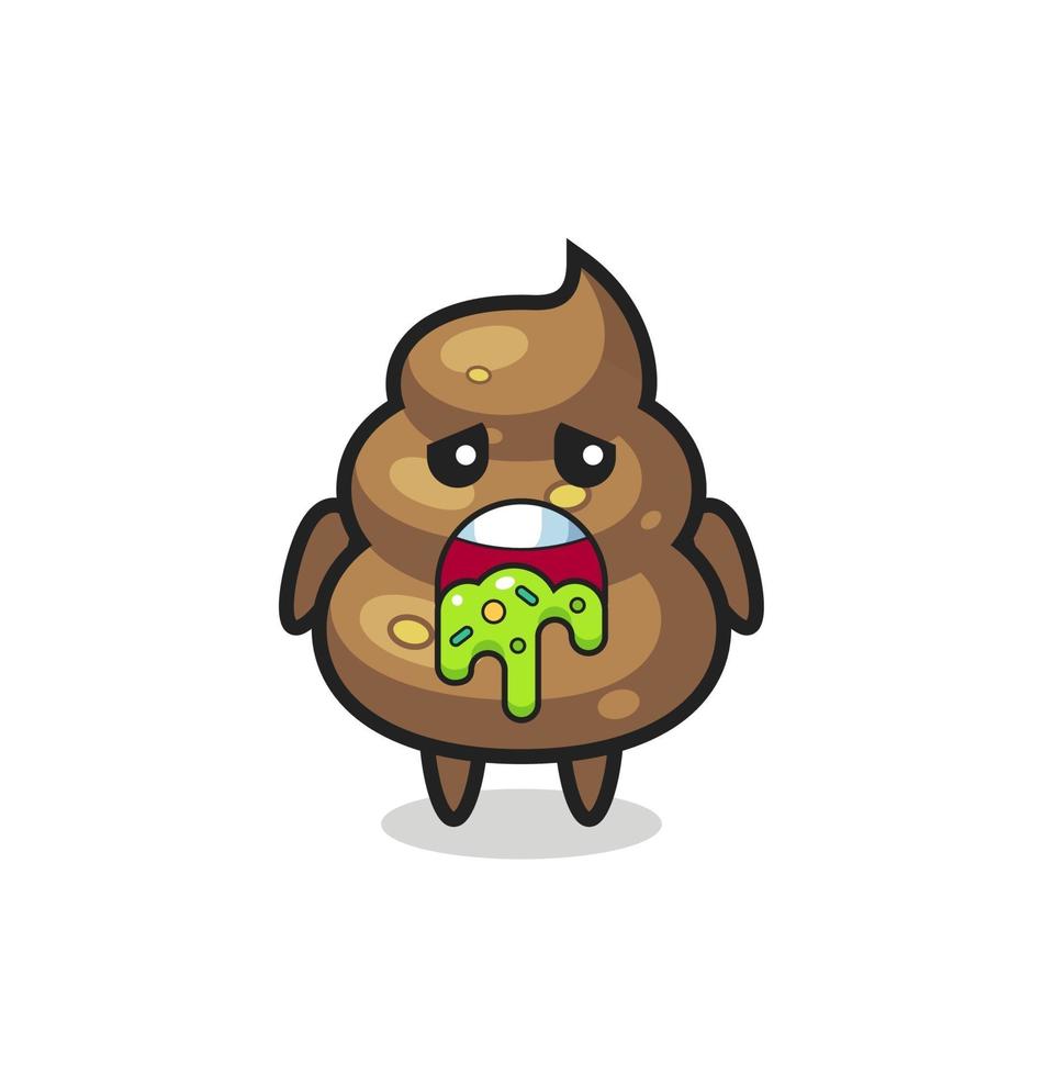 the cute poop character with puke vector