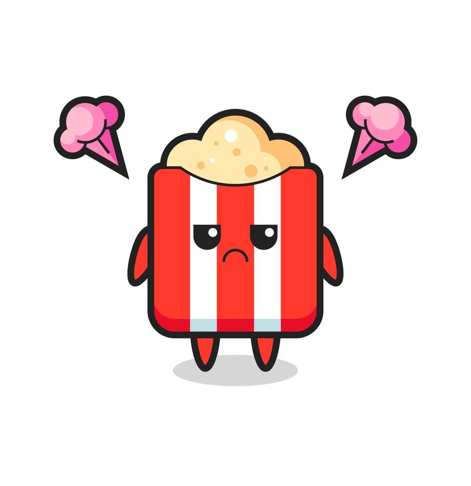 annoyed expression of the cute popcorn cartoon character vector