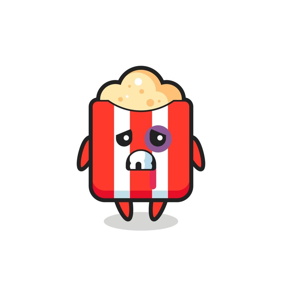 injured popcorn character with a bruised face vector