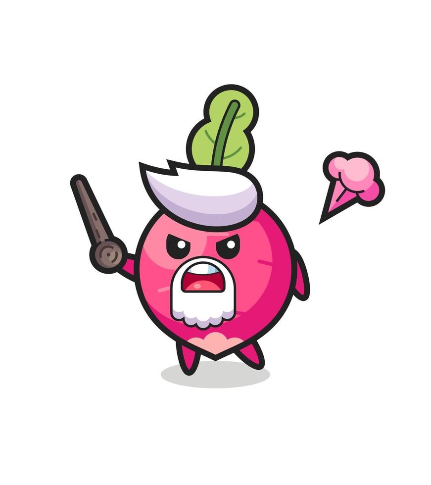 cute radish grandpa is getting angry vector