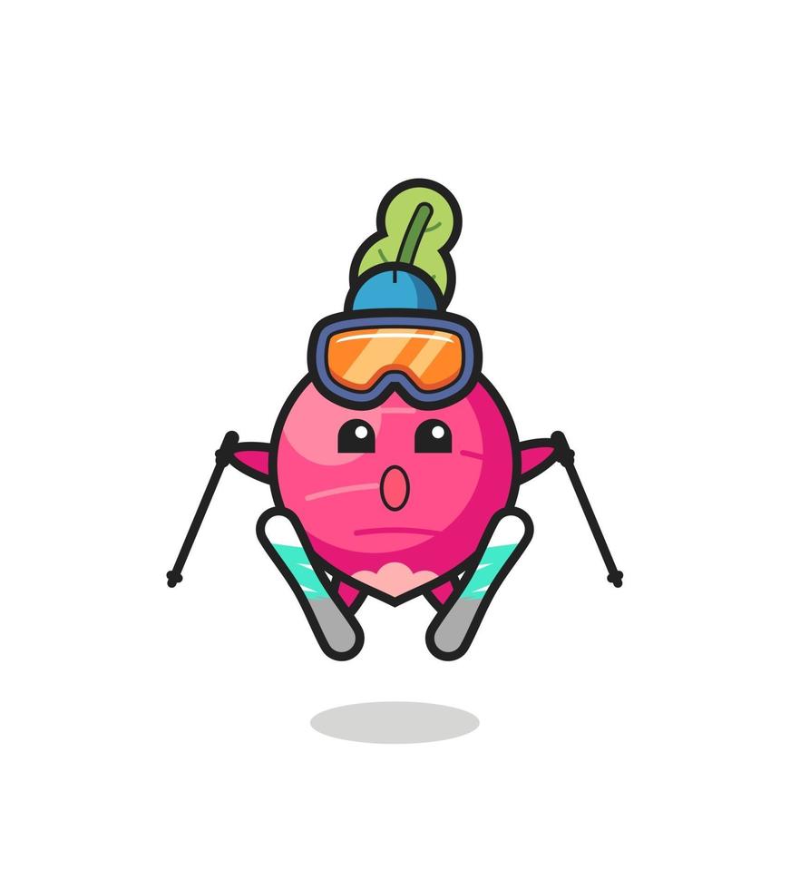 radish mascot character as a ski player vector