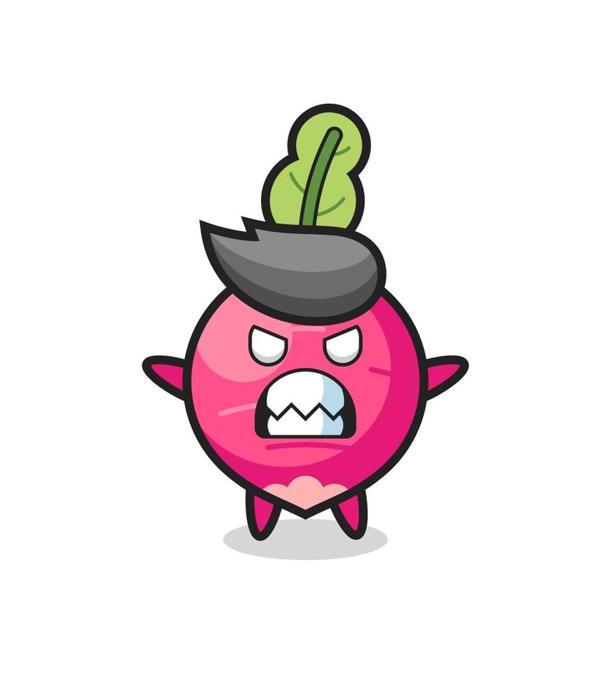 wrathful expression of the radish mascot character vector