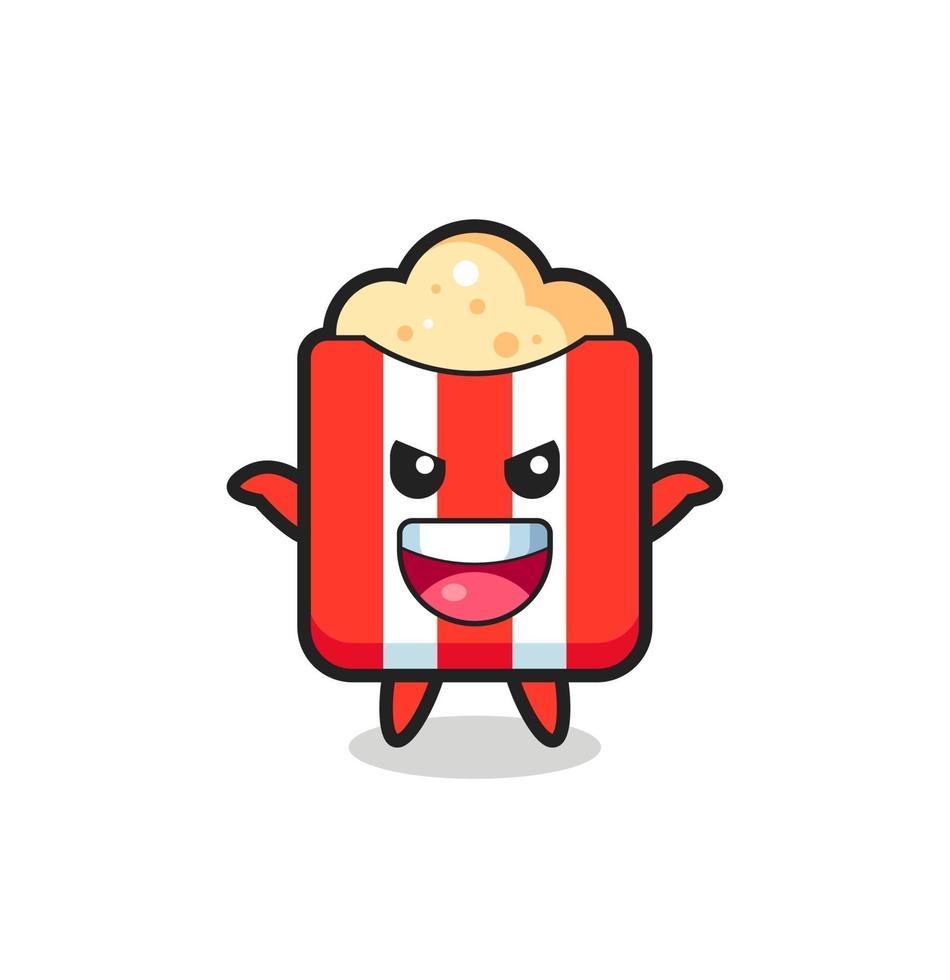 the illustration of cute popcorn doing scare gesture vector