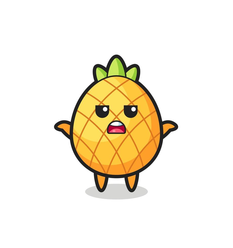 personaje de mascota de piña diciendo que no sé vector