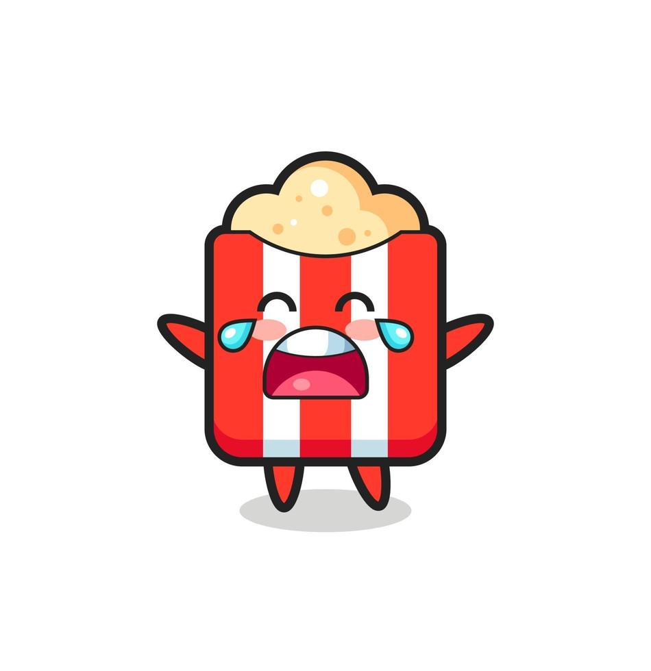 the illustration of crying popcorn cute baby vector