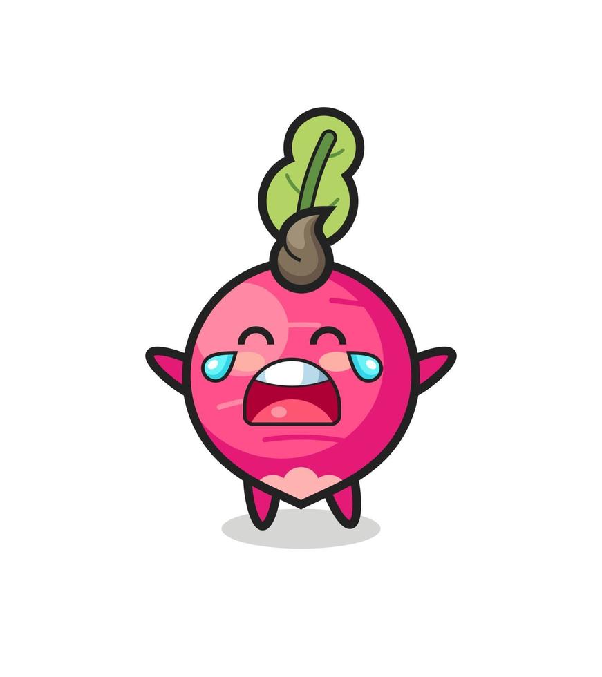 the illustration of crying radish cute baby vector