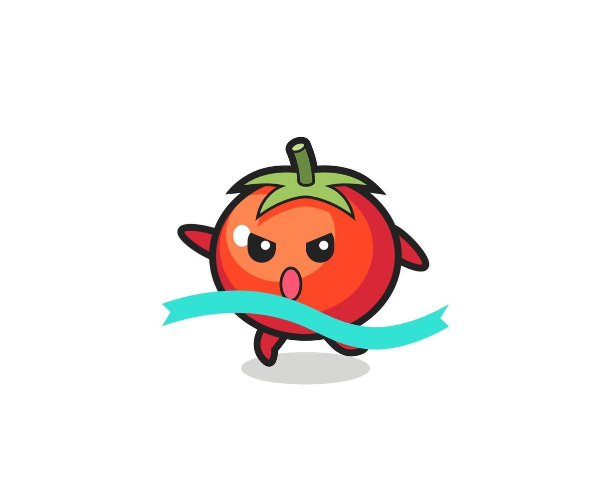 cute tomatoes illustration is reaching the finish vector