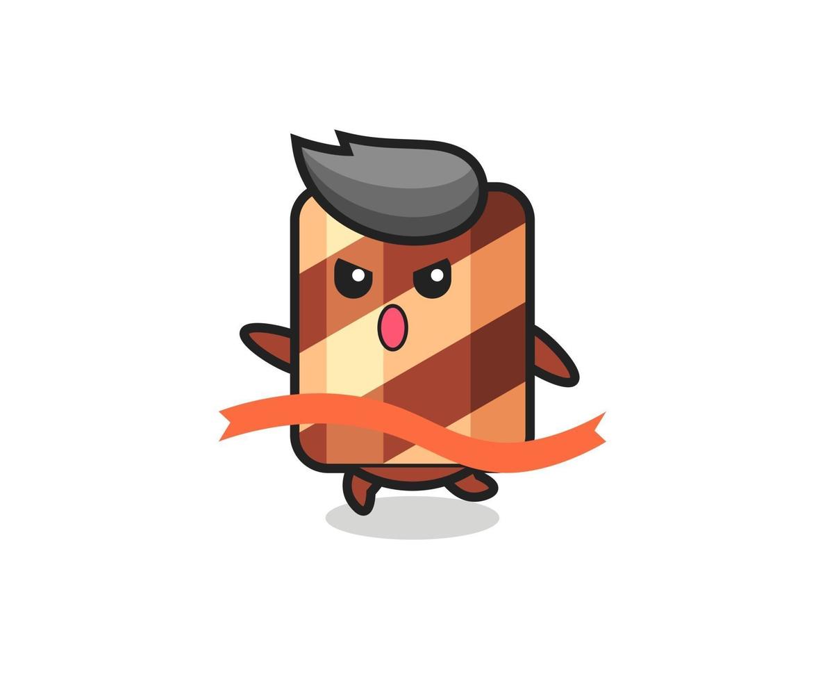 cute wafer roll illustration is reaching the finish vector