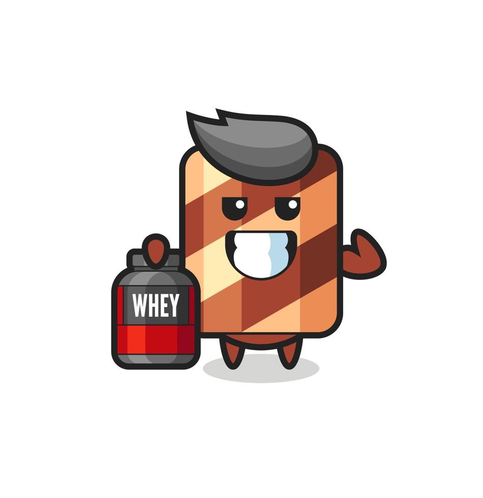 the muscular wafer roll character is holding a protein supplement vector