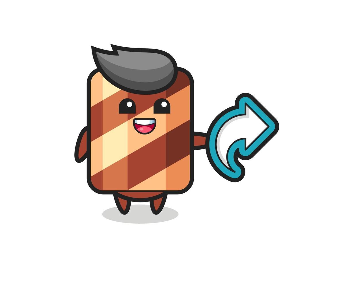 cute wafer roll hold social media share symbol vector