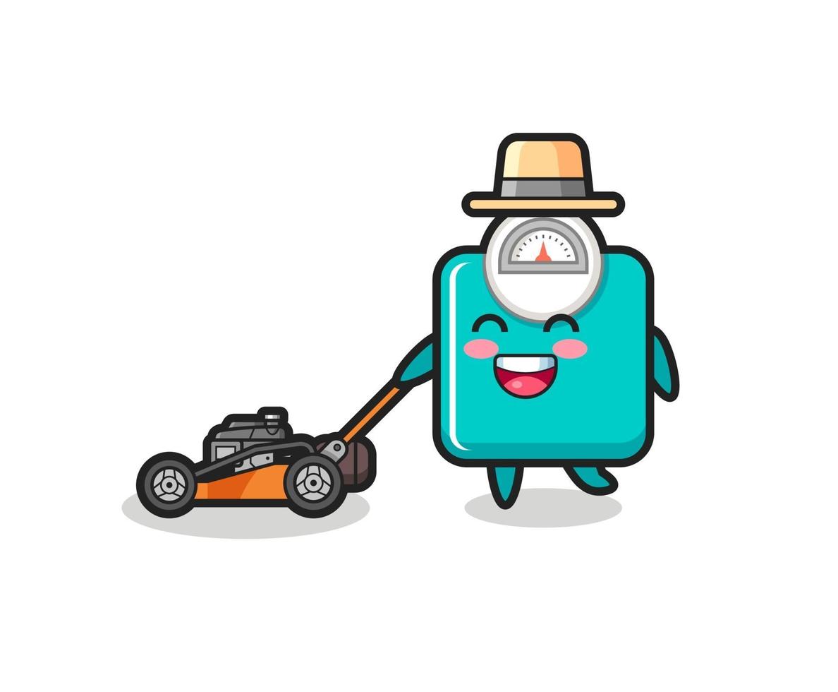 illustration of the weight scale character using lawn mower vector