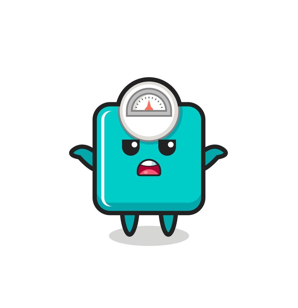 weight scale mascot character saying I do not know vector