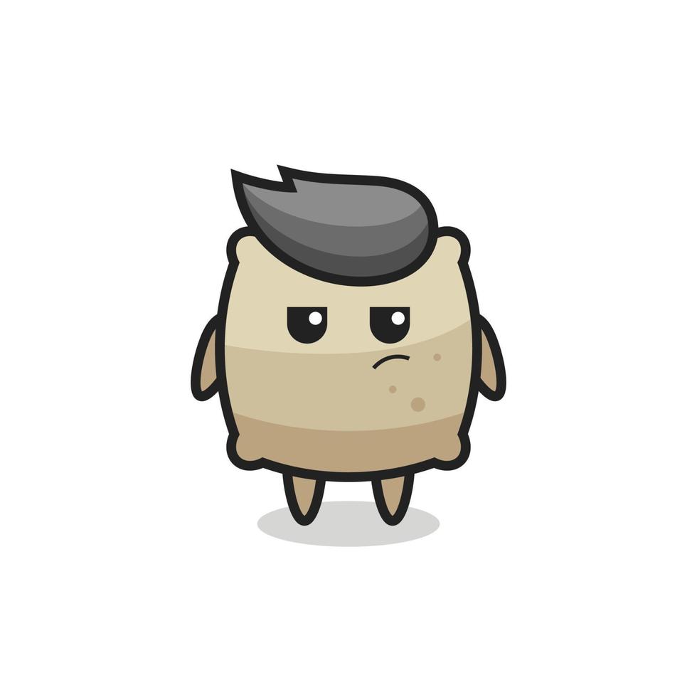 cute sack character with suspicious expression vector