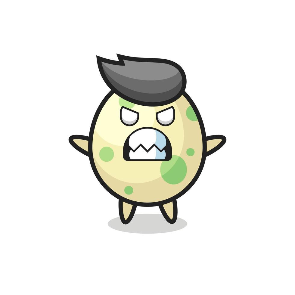 wrathful expression of the spotted egg mascot character vector
