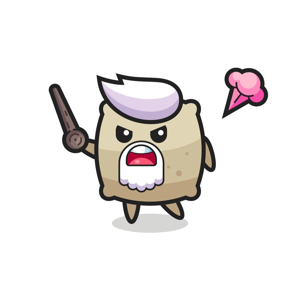 cute sack grandpa is getting angry vector