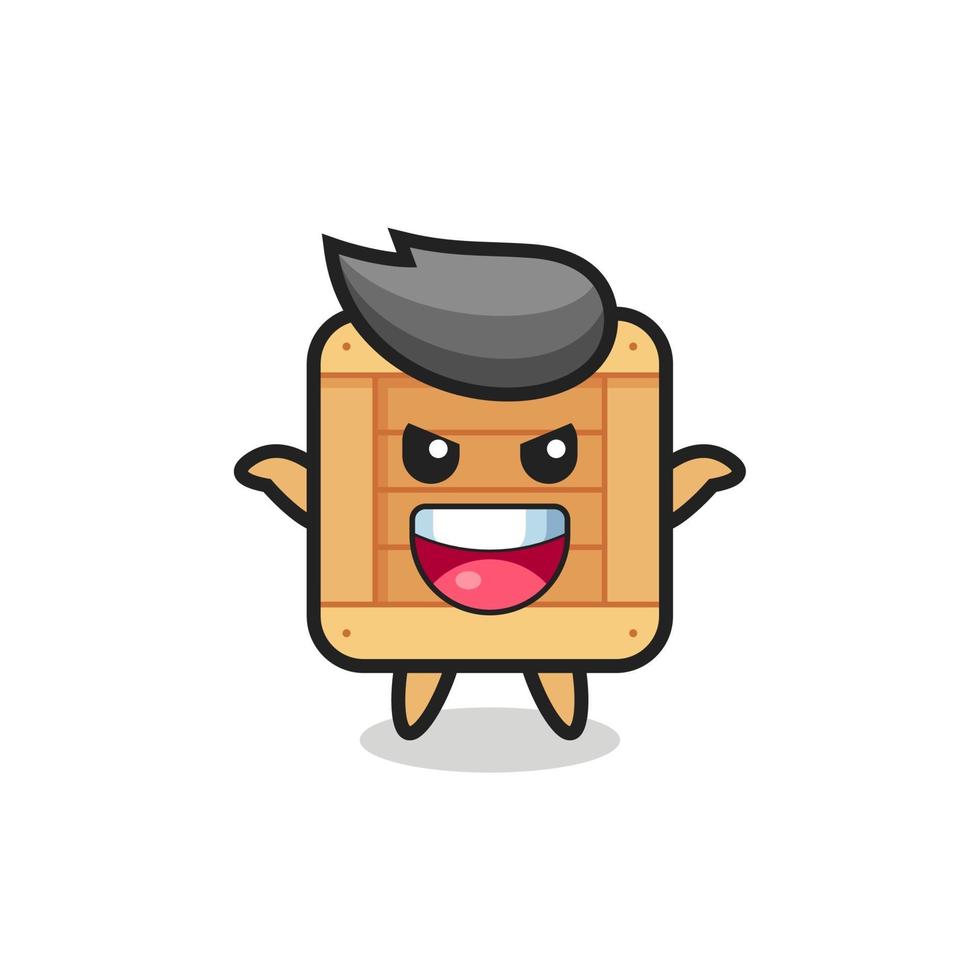 the illustration of cute wooden box doing scare gesture vector