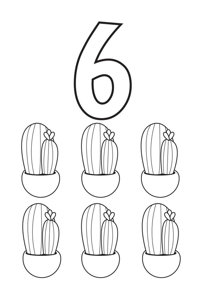 six cacti preschool education printable numbers coloring ...