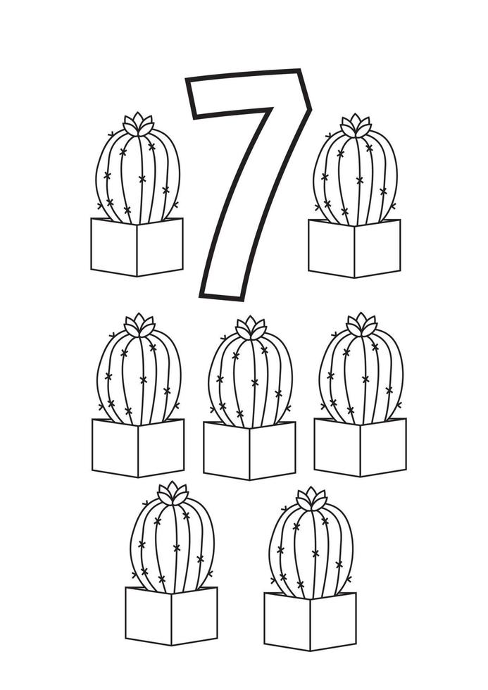 seven cacti preschool education printable numbers coloring pages 3413264 vector art at vecteezy