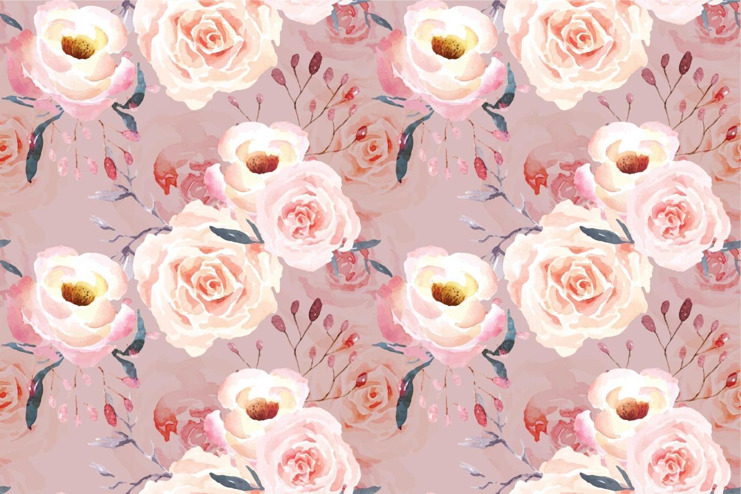 Rose seamless pattern with watercolor 16 vector