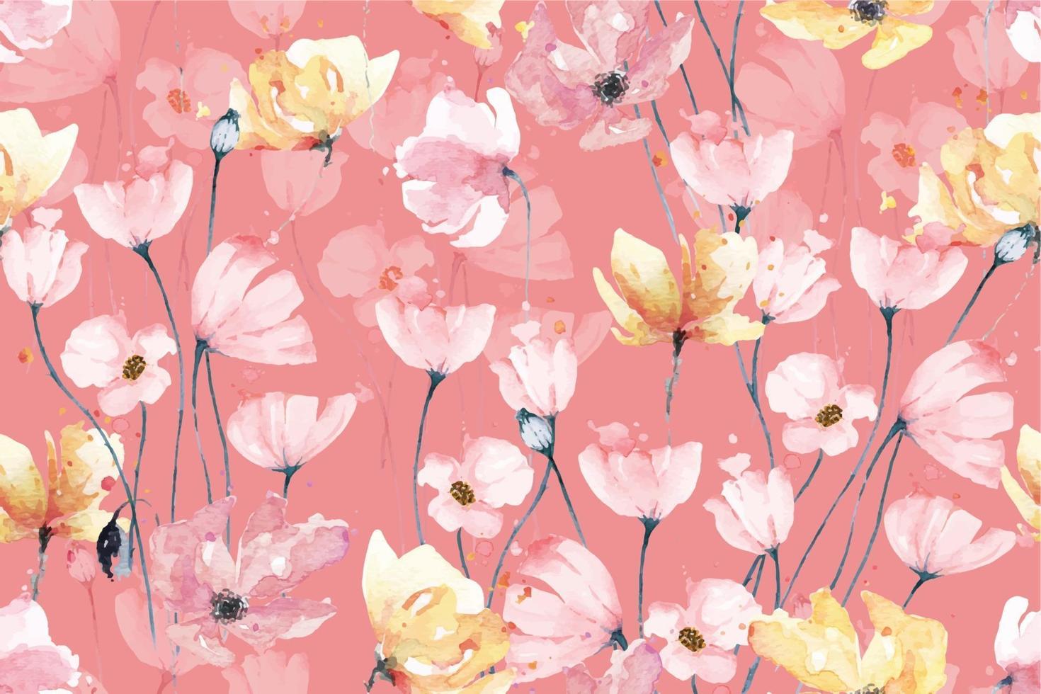 poppies seamless pattern with watercolor 5 vector