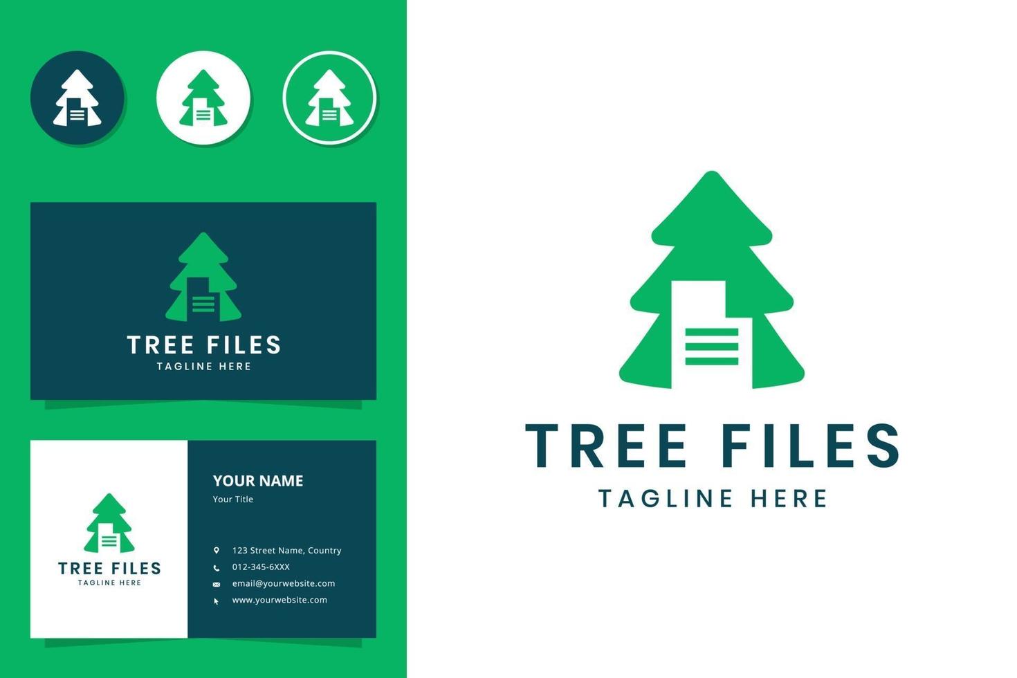 tree document negative space logo design vector