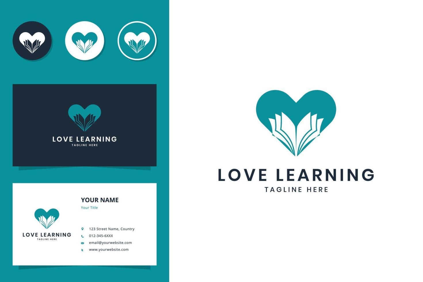 love learning negative space logo design vector