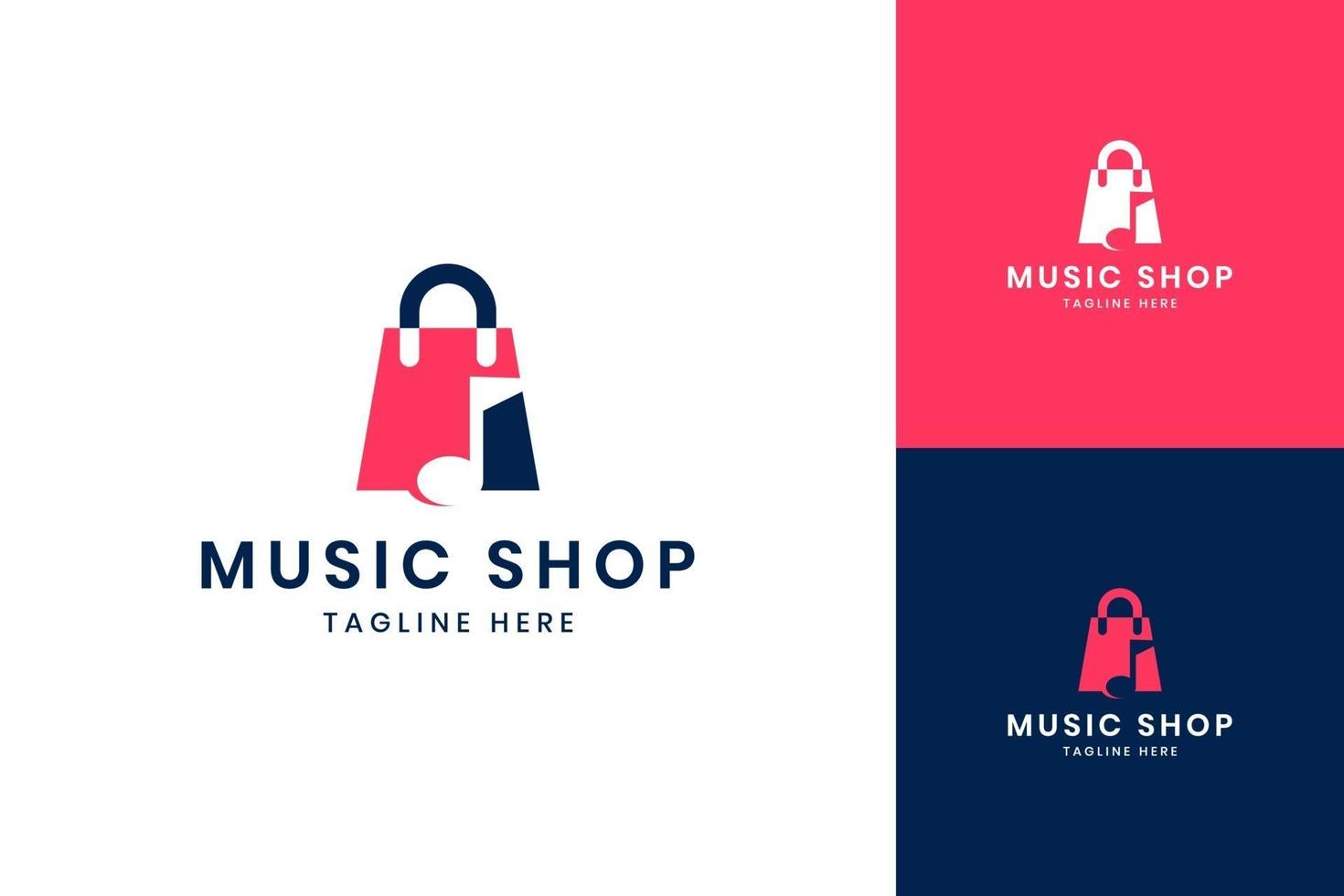 music shopping negative space logo design vector