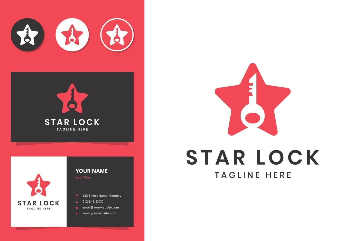 star lock negative space logo design vector