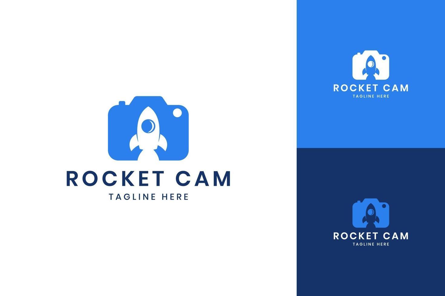 rocket camera negative space logo design vector
