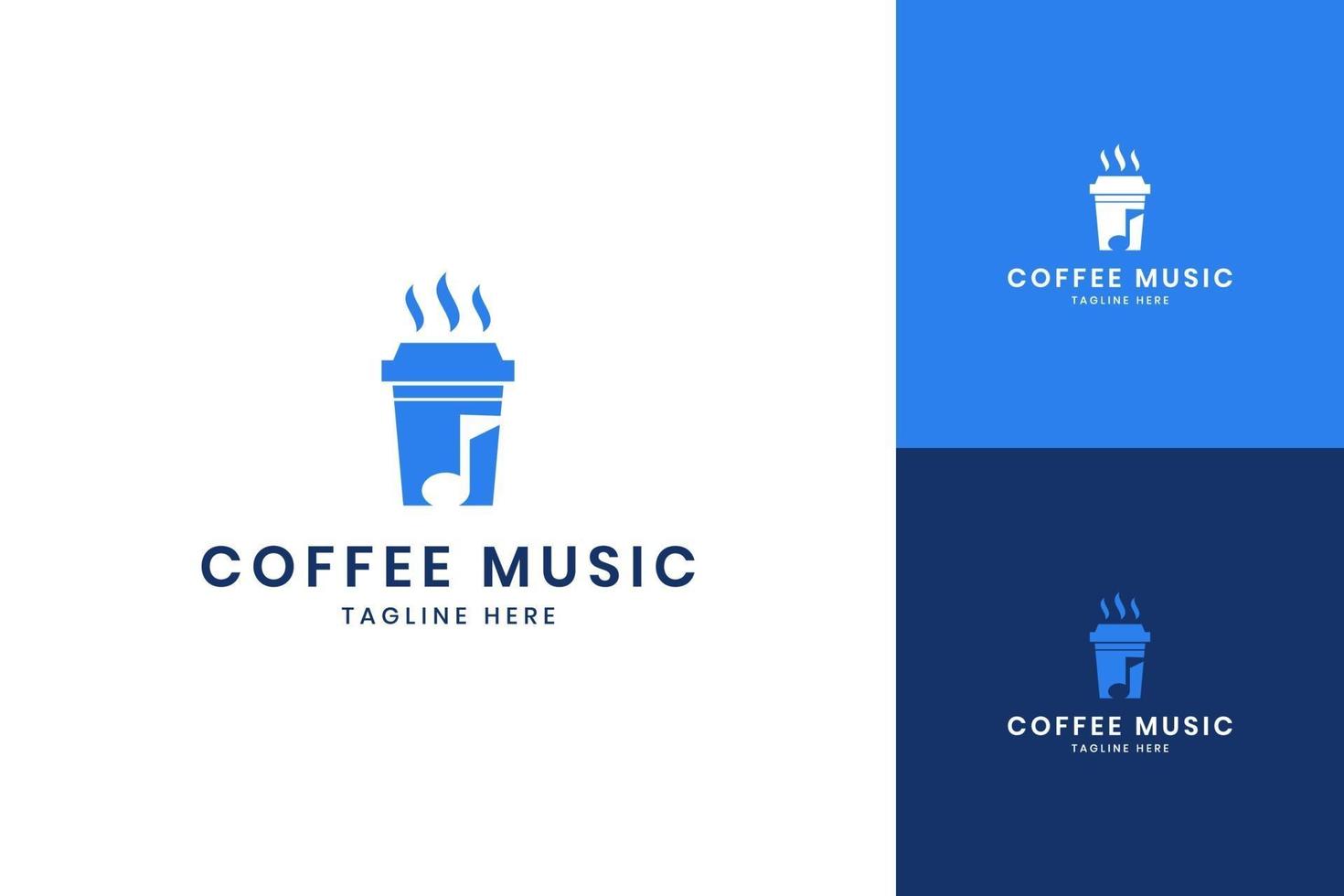 diseño de logotipo de espacio negativo de música de café vector