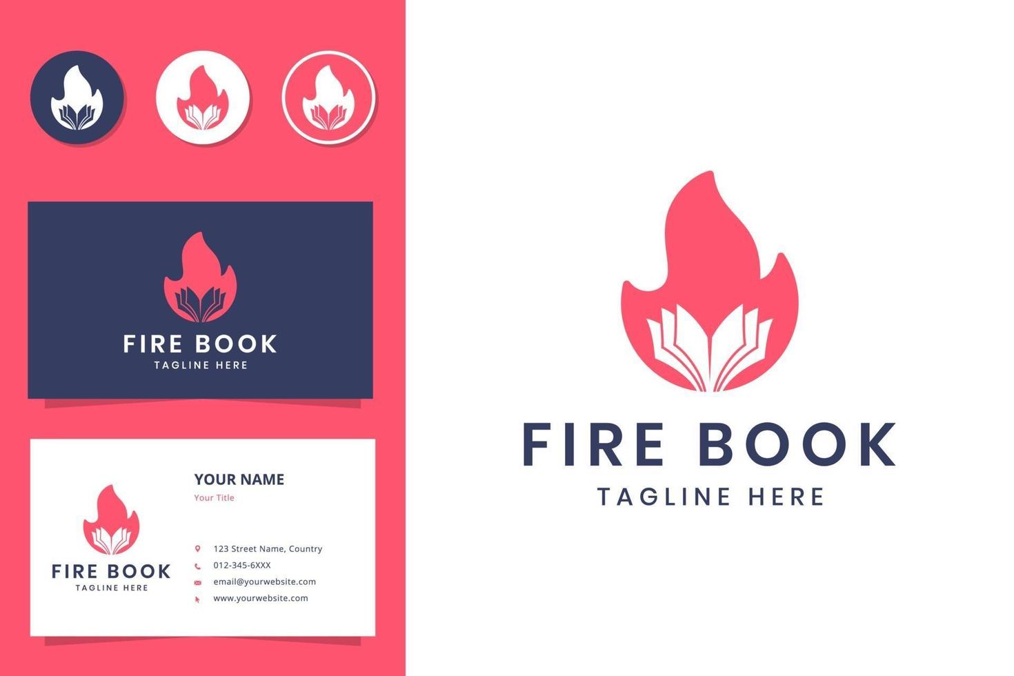 fire book negative space logo design vector