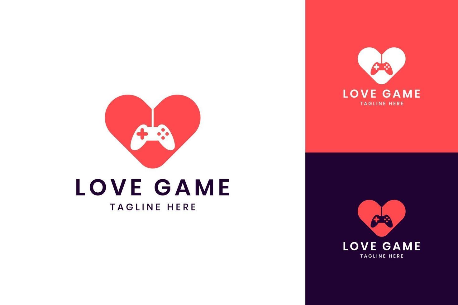 love game negative space logo design vector