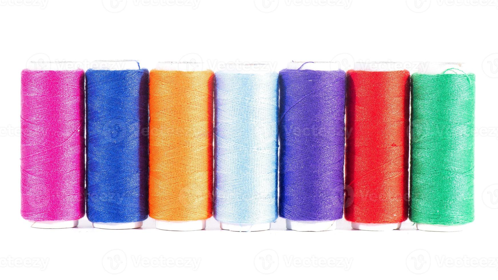 Some skeins of colored sewing threads photo