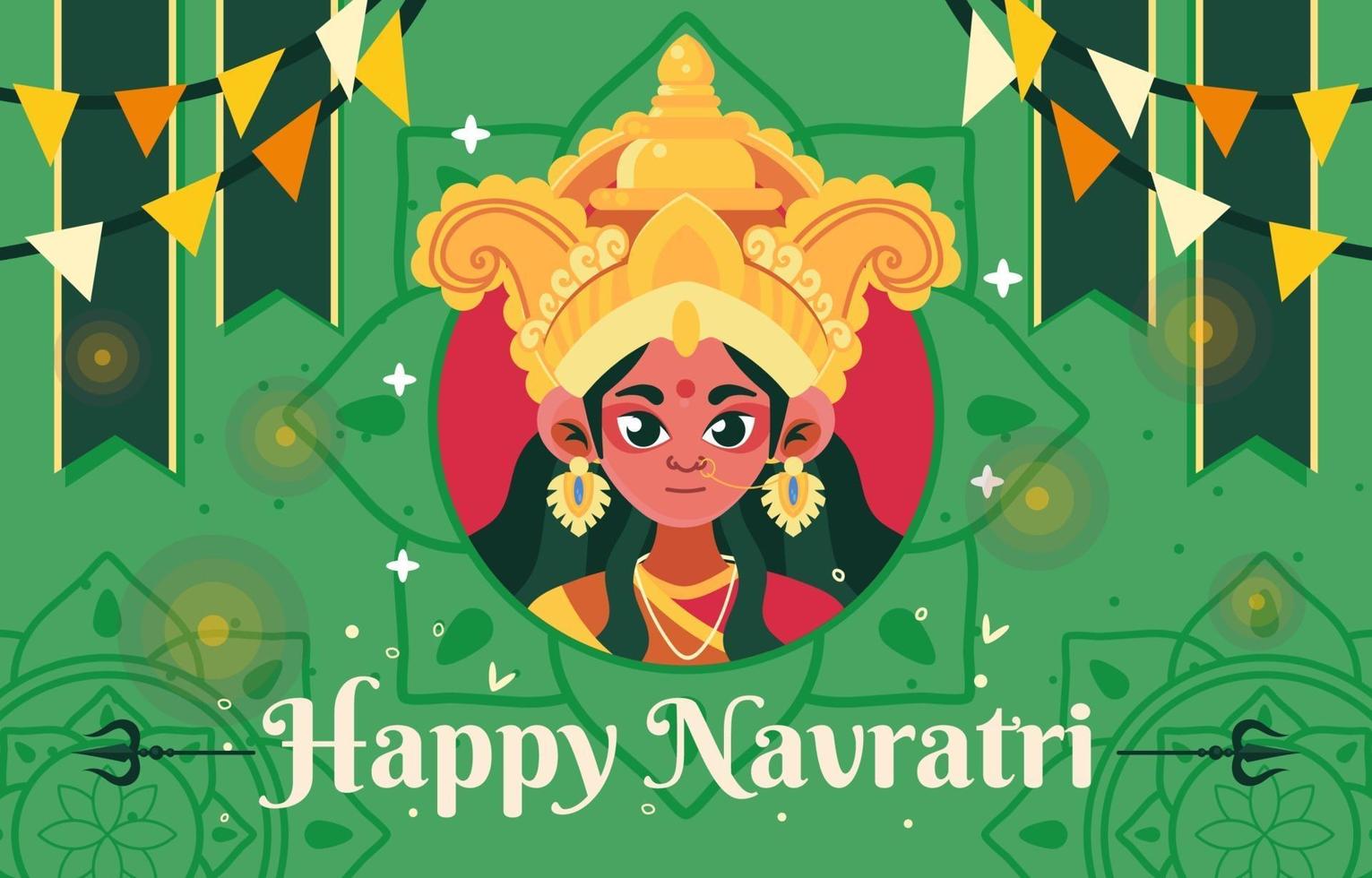 feliz día navratri tarjeta de felicitación vector