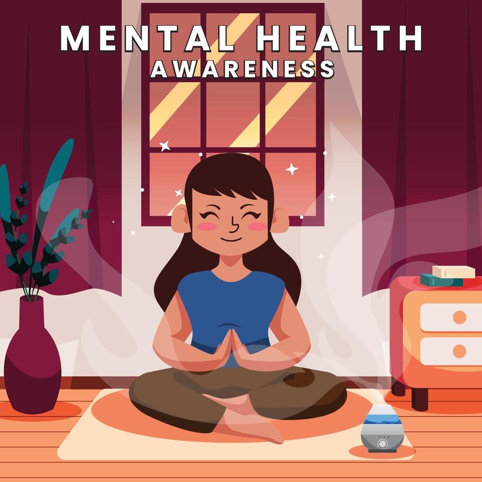 Yoga Woman Relax for Mental Health vector