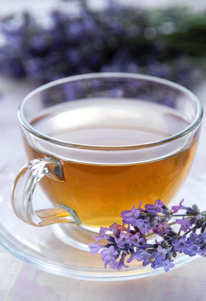 taza de té de lavanda foto