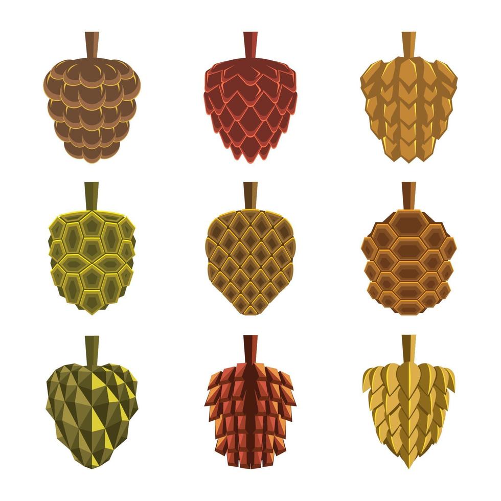 Autumn Fall Pinecones Icon Collection vector