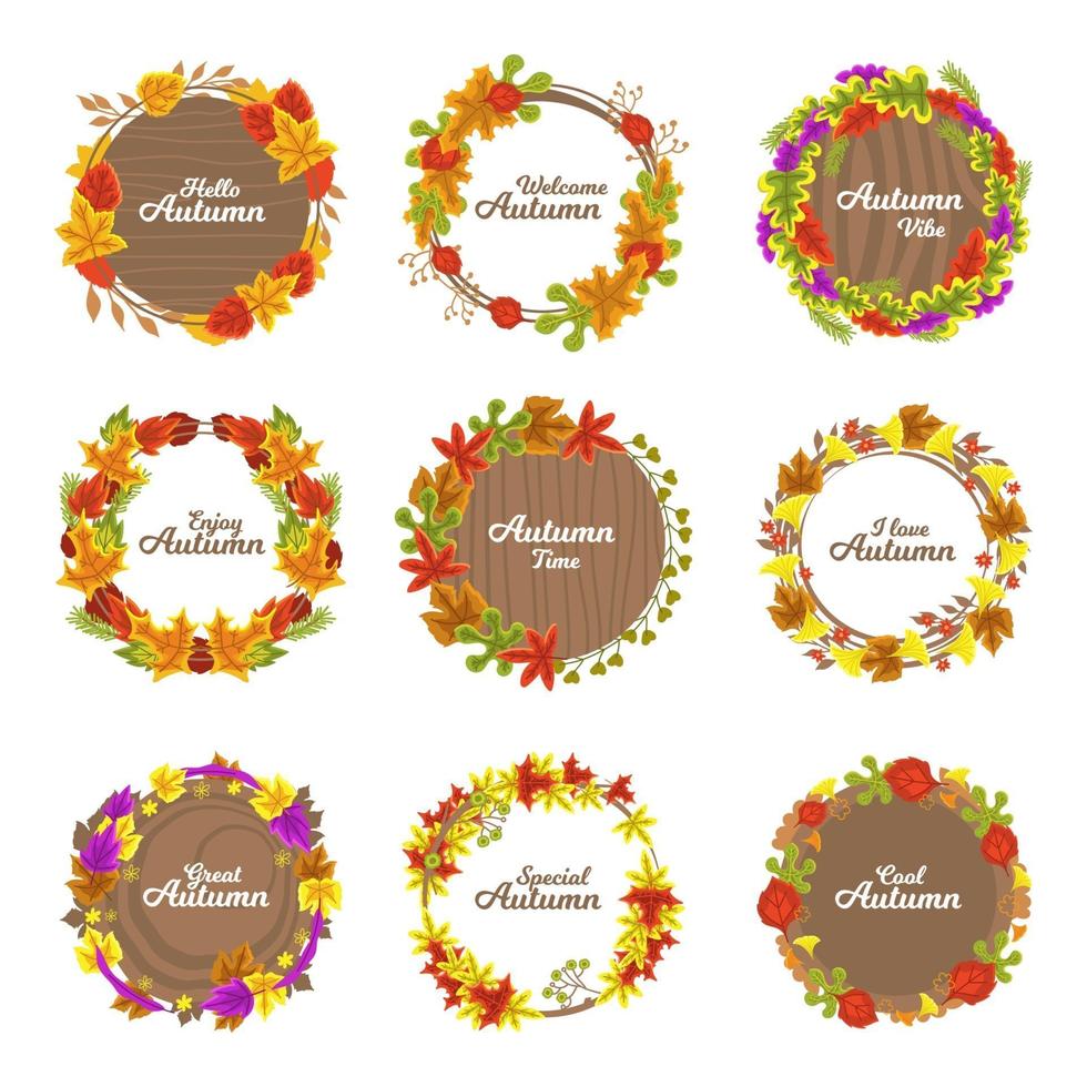 colección de insignias florales de otoño vector