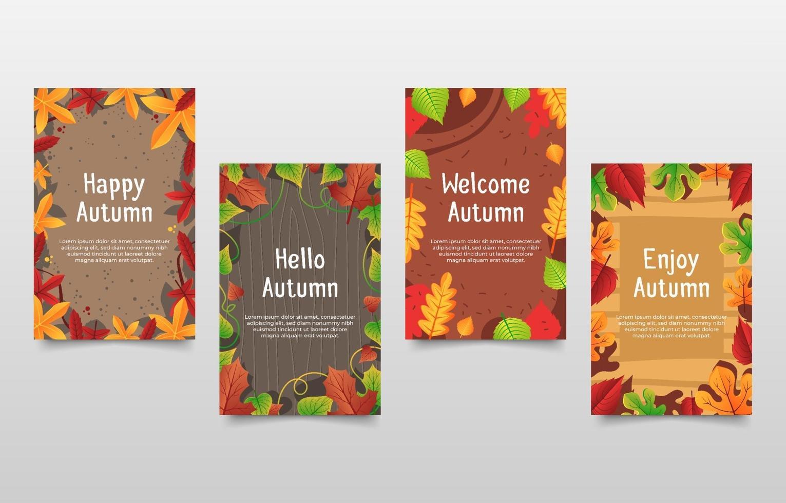 Collection of Autumn Fall Greeting Cards vector