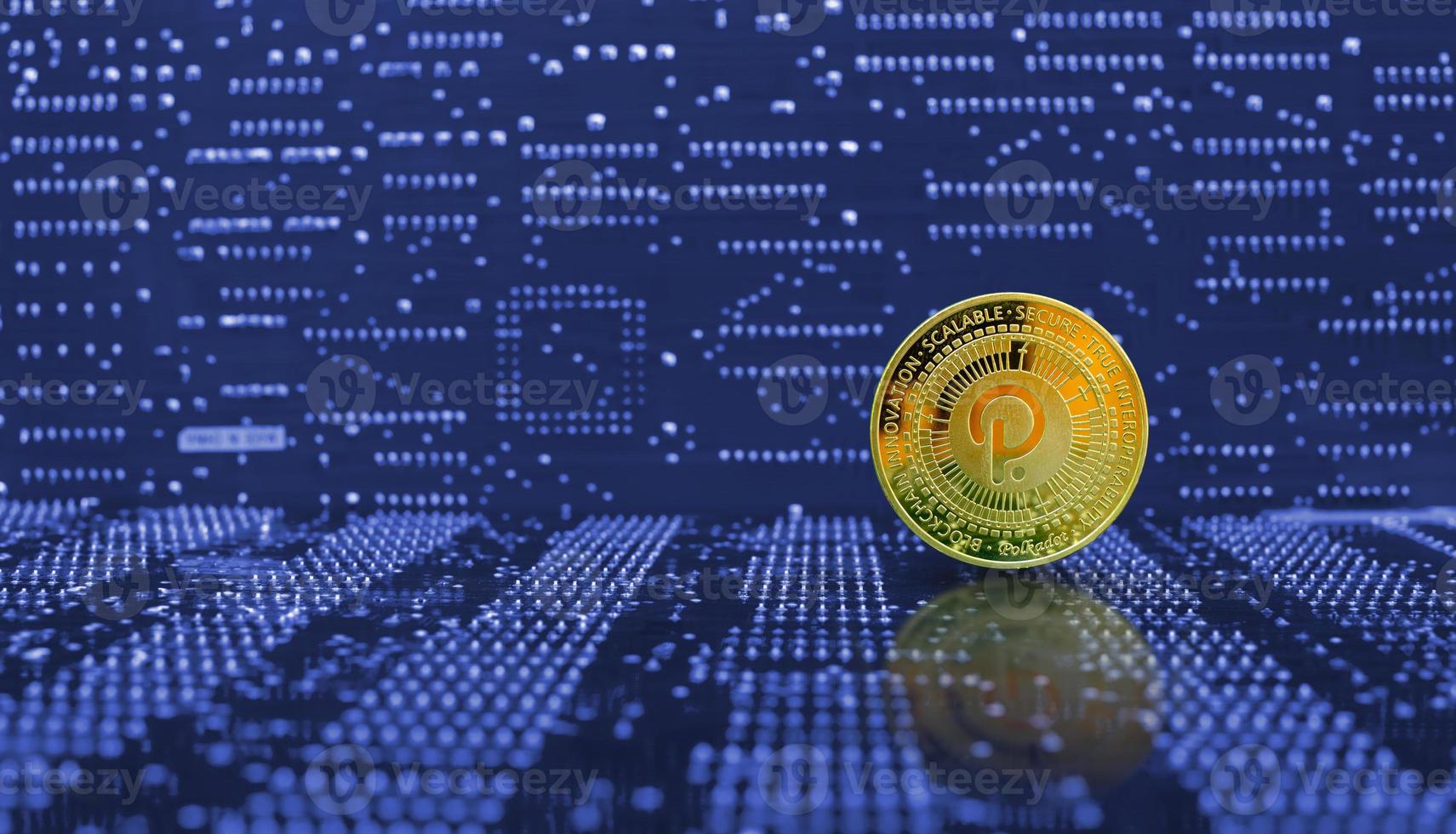 Golden polkadot dot coin cryptocurrency photo