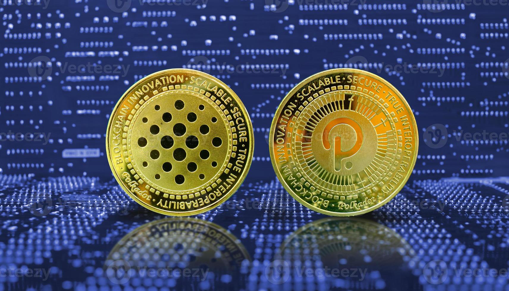 Golden polkadot dot coin cryptocurrency photo