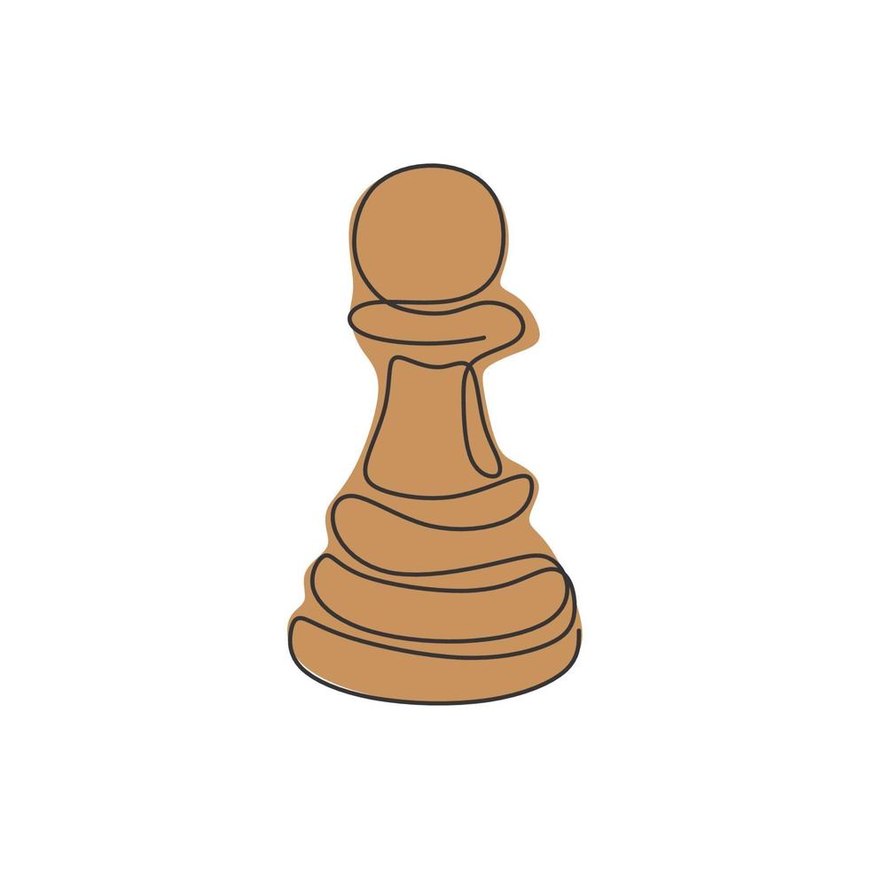 Continuous one line drawing of chess pawn vector illustration.