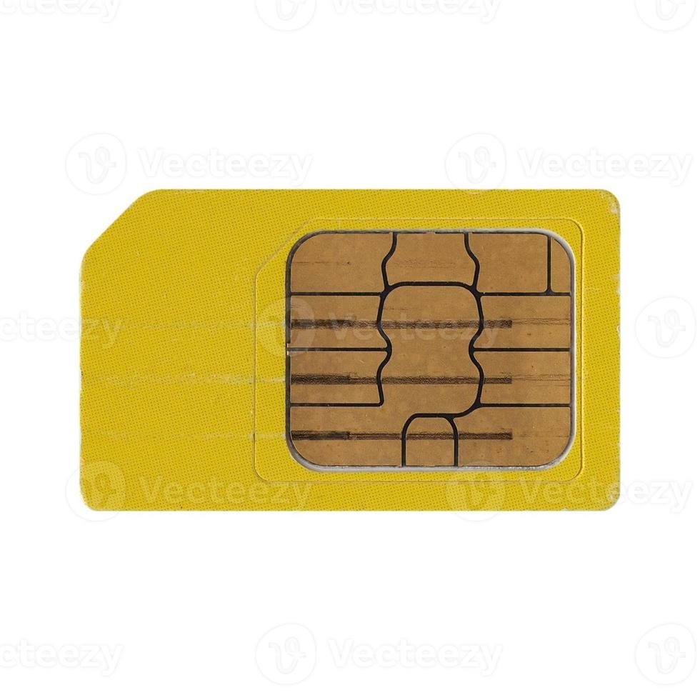 Mobile phone sim card isolated over white photo